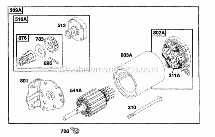 Page G Diagram and Parts List for 258702-0124-01  Briggs and Stratton Engine